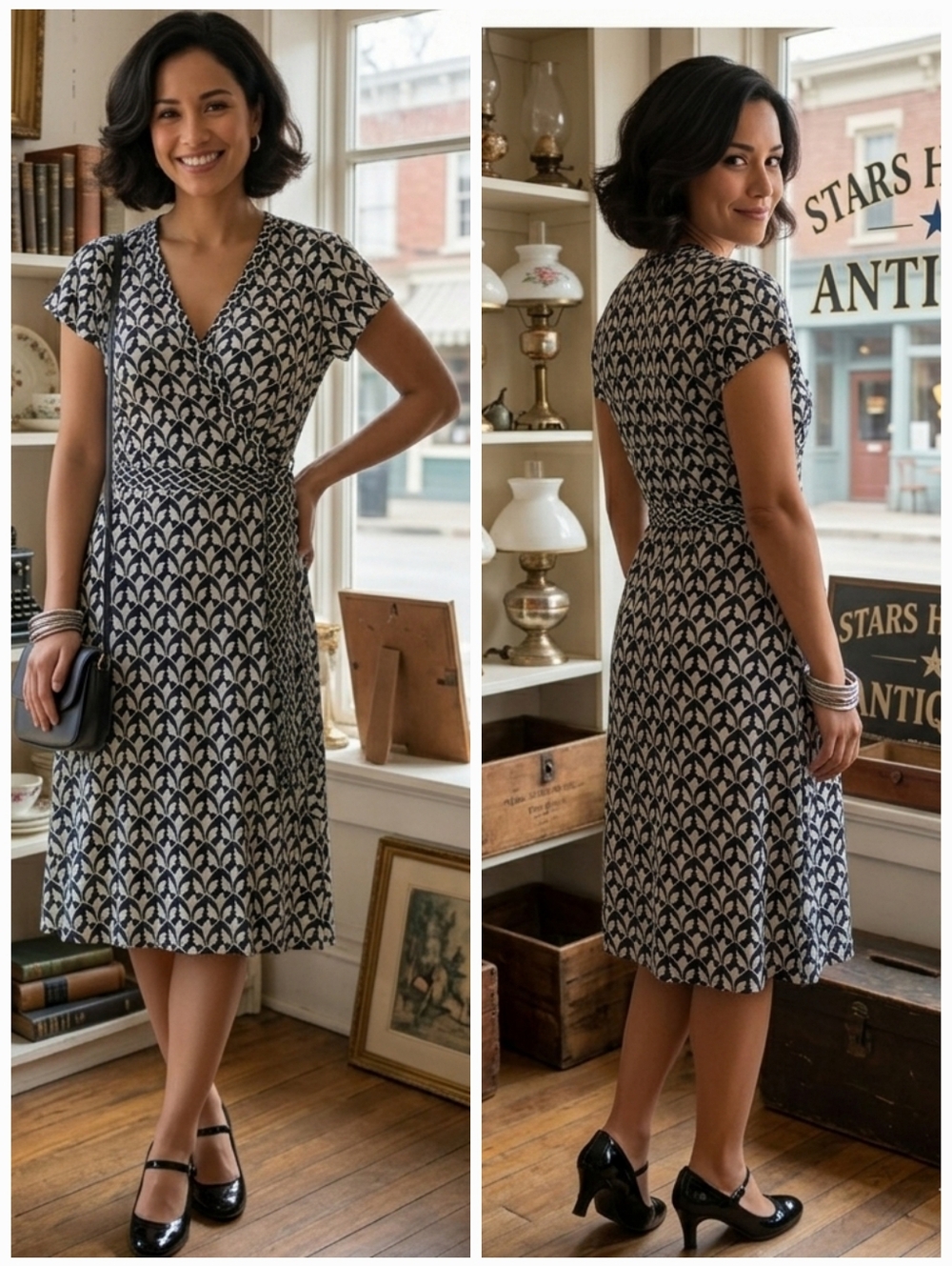 NWT Max Studio L Retro Classic Feminine Resortwear Jersey Knit Surplice Dress